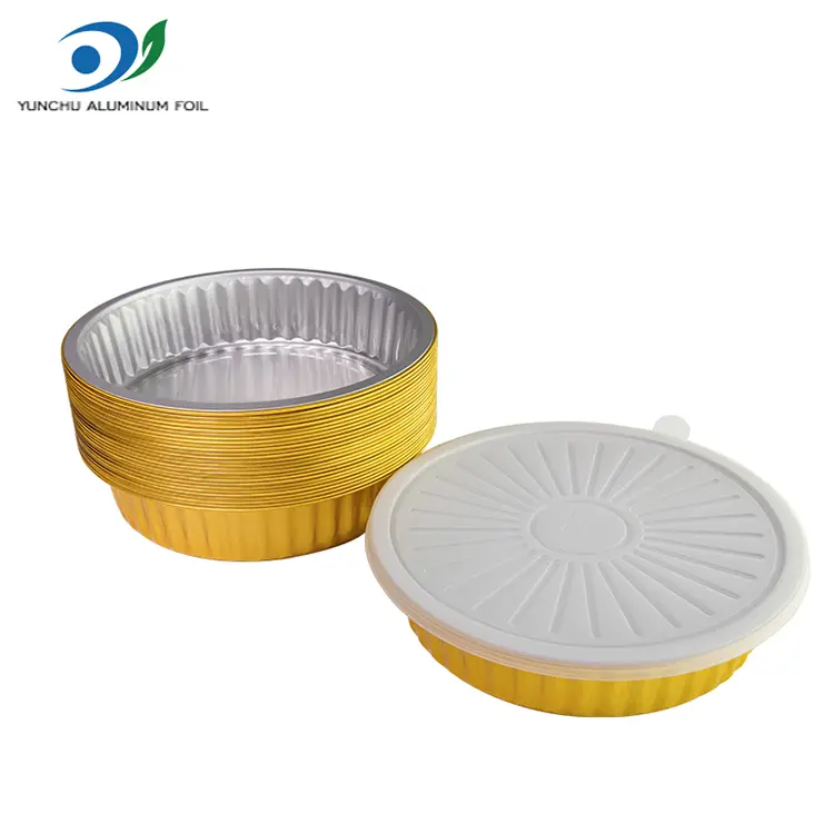 Kertakäyttöiset grillalaatikkot kultaiset pyöreät alumiinifolioastiat Kertakäyttöiset grillalaatikkot kultaiset pyöreät alumiinifolioastiat