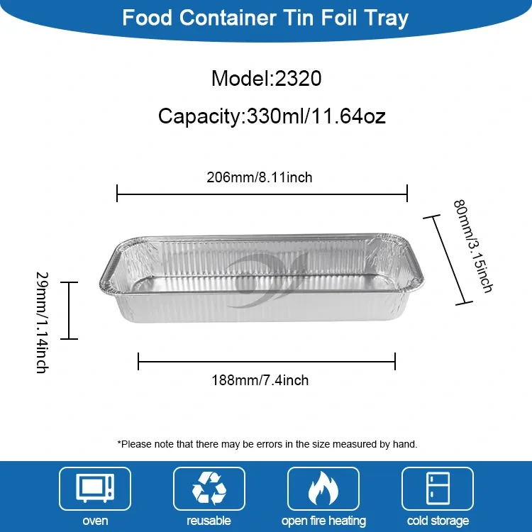 Suorakaiteen muotoinen leipä hopea alumiinifolioastia