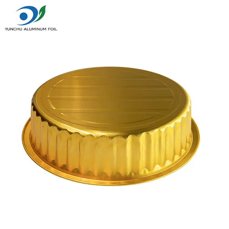 Kertakäyttöiset grillalaatikkot kultaiset pyöreät alumiinifolioastiat