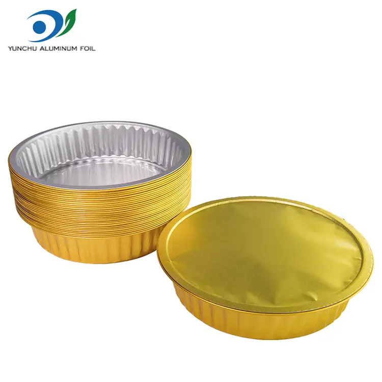 Kertakäyttöiset grillalaatikkot kultaiset pyöreät alumiinifolioastiat