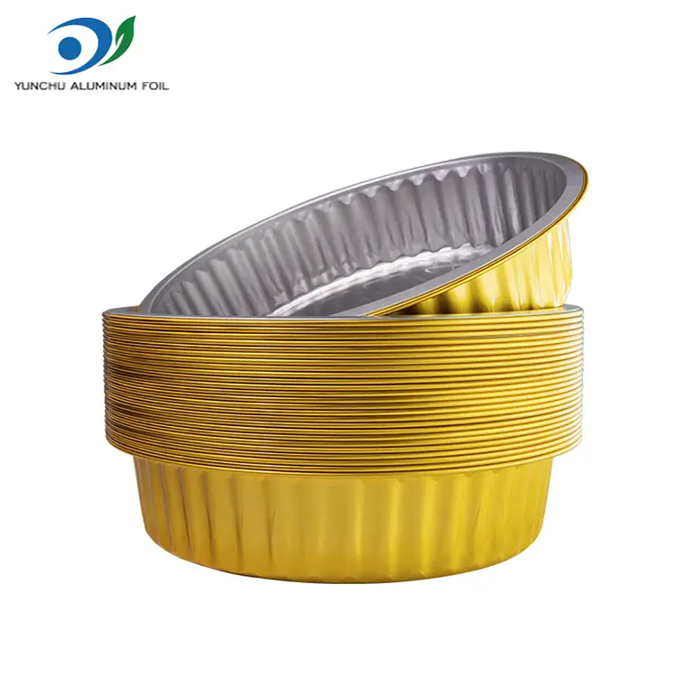Kertakäyttöiset grillalaatikkot kultaiset pyöreät alumiinifolioastiat
