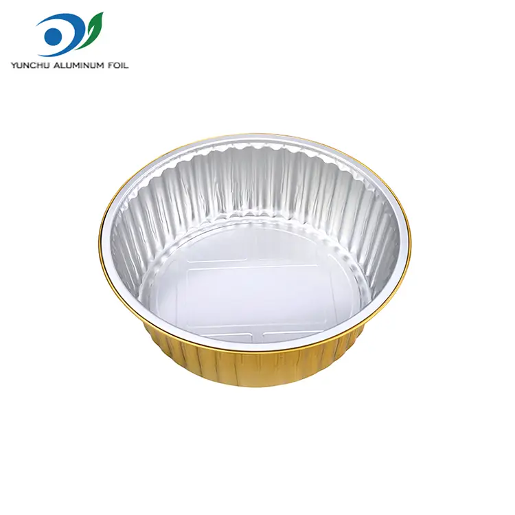 Kertakäyttöiset grillalaatikkot kultaiset pyöreät alumiinifolioastiat
