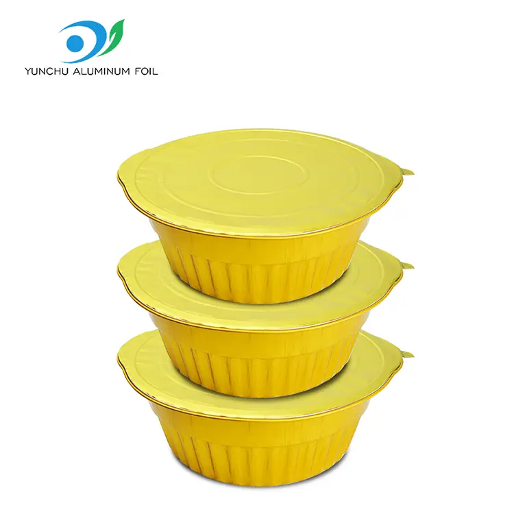 Kertakäyttöiset Camping Golden Pyöreät alumiinifolioastiat Kertakäyttöiset Camping Golden Pyöreät alumiinifolioastiat