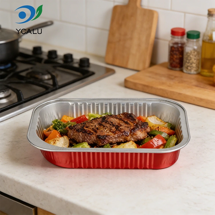 Kertakäyttöinen catering sinetti punainen neliö alumiinifolio astiat