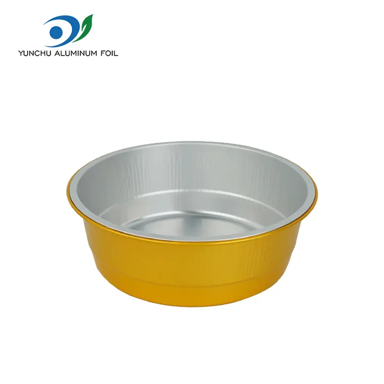 Kertakäyttöiset kultaiset pyöreät alumiinifolioastiat Kertakäyttöiset kultaiset pyöreät alumiinifolioastiat