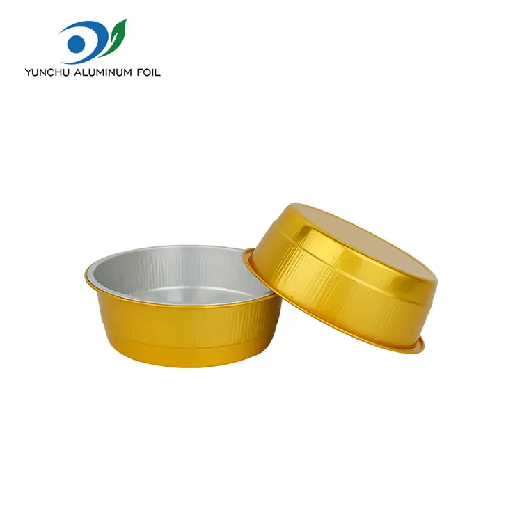 Kertakäyttöiset kultaiset pyöreät alumiinifolioastiat