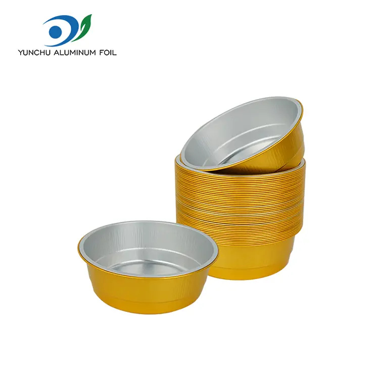 Kertakäyttöiset kultaiset pyöreät alumiinifolioastiat