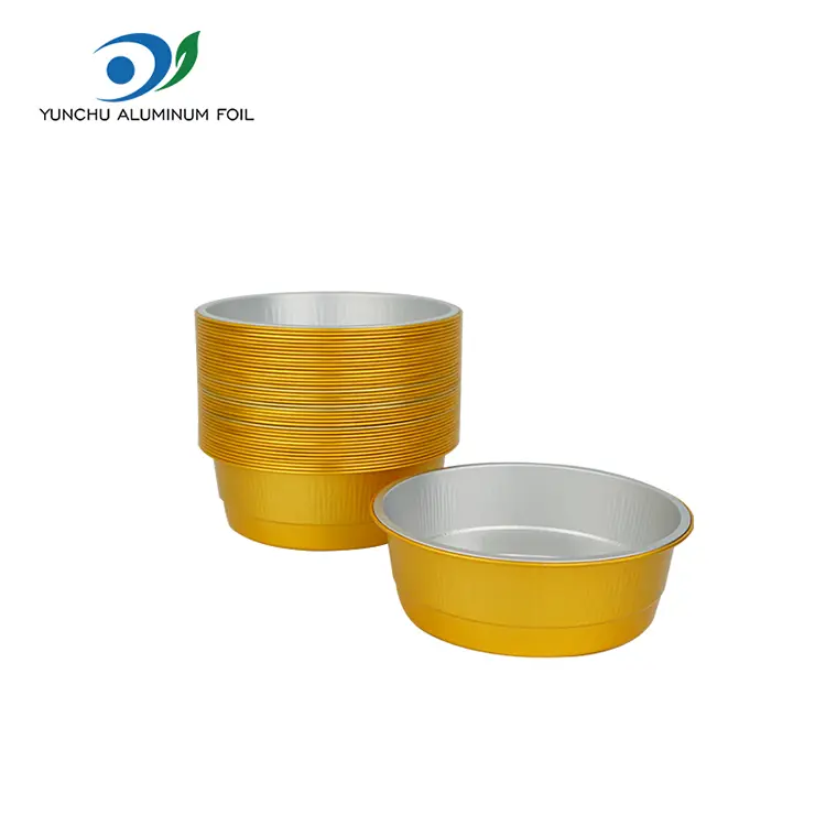 Kertakäyttöiset kultaiset pyöreät alumiinifolioastiat