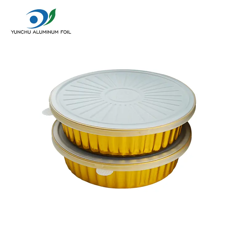 Kertakäyttöiset gratin kultaiset pyöreät alumiinifolioastiat