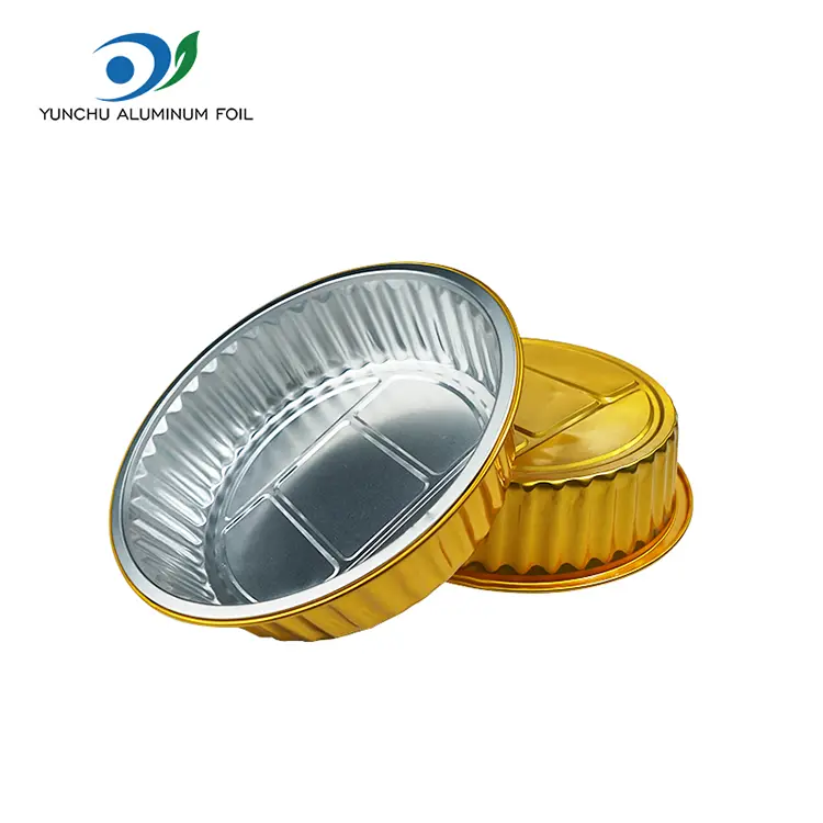 Kertakäyttöiset gratin kultaiset pyöreät alumiinifolioastiat