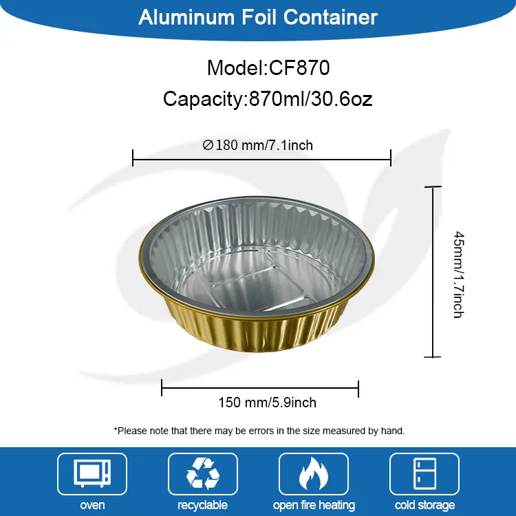 Kertakäyttöiset gratin kultaiset pyöreät alumiinifolioastiat