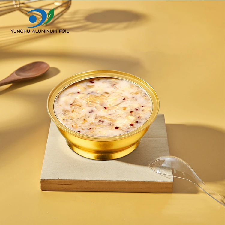 Kertakäyttöinen pyöreä takeaway -laatikko pieni kultainen kulhoalumiinifolioastia