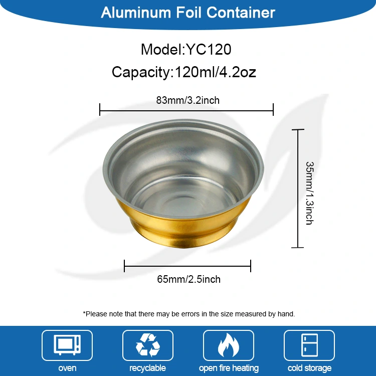 Kertakäyttöinen pyöreä takeaway -laatikko pieni kultainen kulhoalumiinifolioastia
