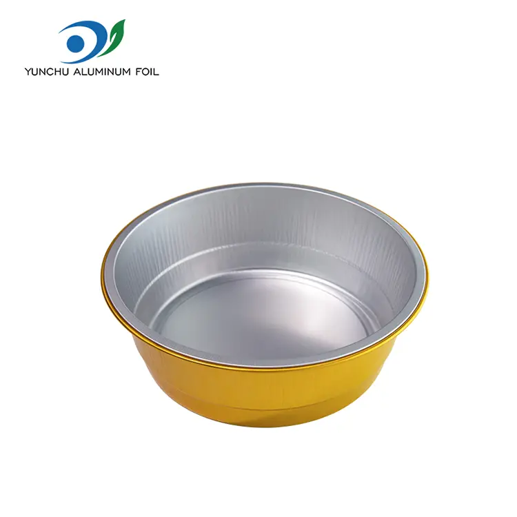 Kertakäyttöiset suljetut catering kultaiset pyöreät alumiinifolioastiat Kertakäyttöiset suljetut catering kultaiset pyöreät alumiinifolioastiat