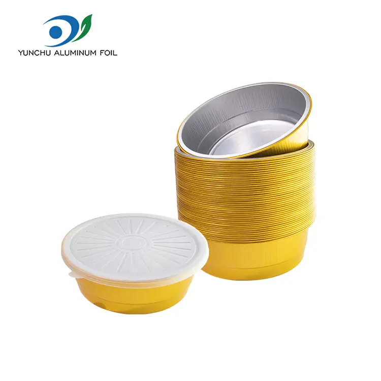 Kertakäyttöiset suljetut catering kultaiset pyöreät alumiinifolioastiat