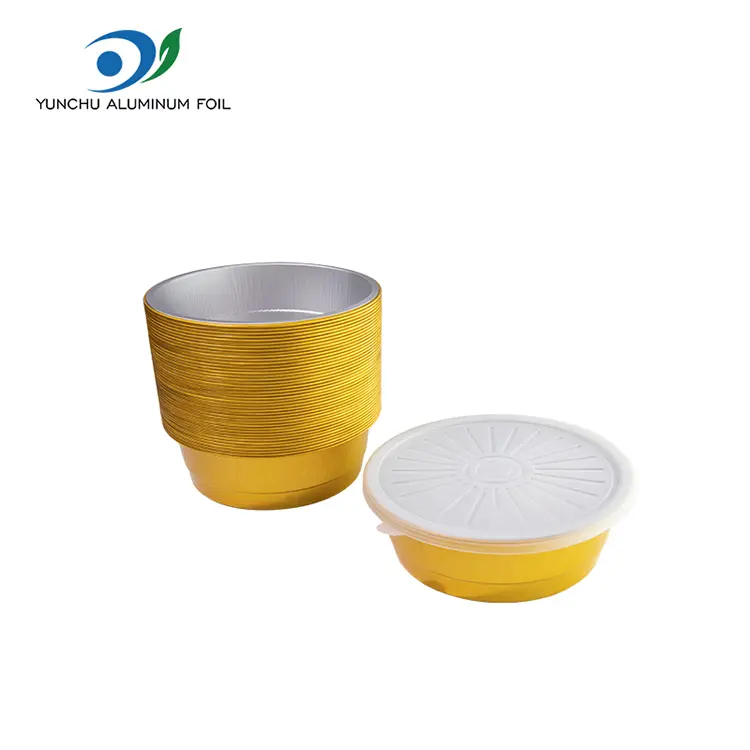 Kertakäyttöiset suljetut catering kultaiset pyöreät alumiinifolioastiat