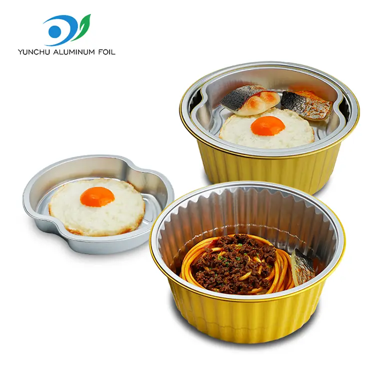 Kertakäyttöiset porrastetut takeet pyöreät alumiinifolioastiat Kertakäyttöiset porrastetut takeet pyöreät alumiinifolioastiat