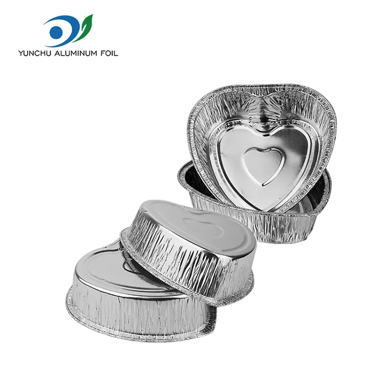 Sydänmuotoiset takeaway-kakku hopea-alumiinifolioastiat