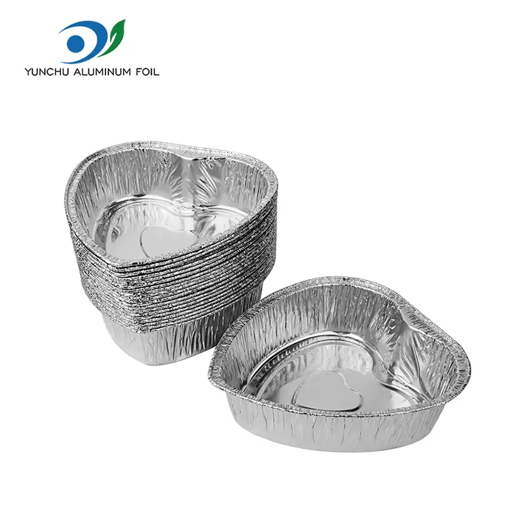 Sydänmuotoiset takeaway-kakku hopea-alumiinifolioastiat