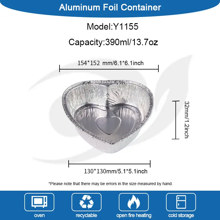 Sydänmuotoiset takeaway-kakku hopea-alumiinifolioastiat