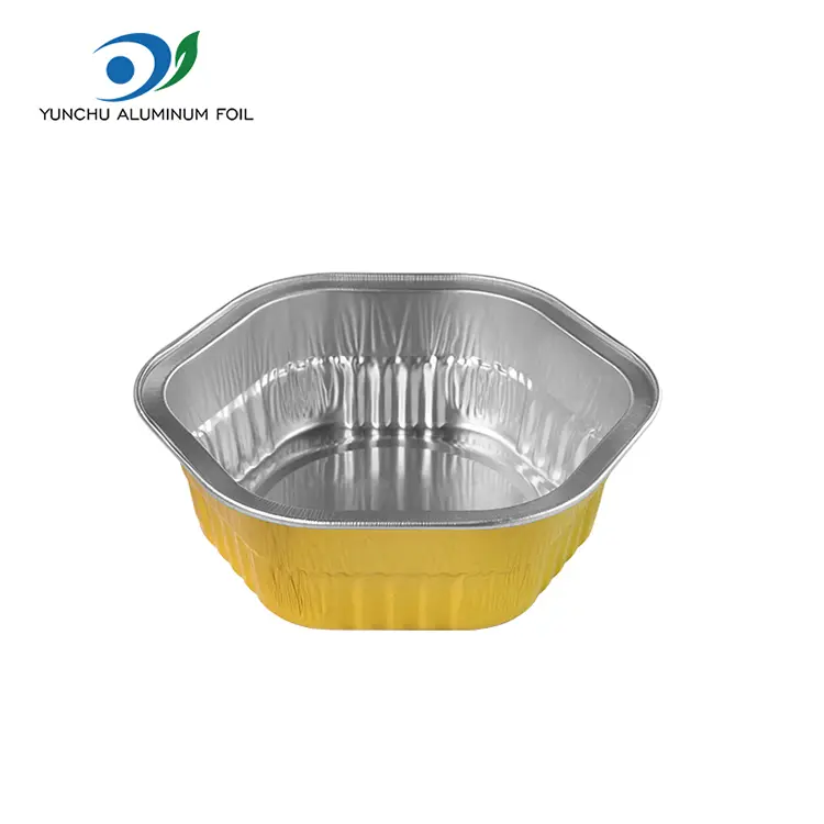 Kuusikulmainen takeaway Lämmö suljettu sileäseinämä alumiinifolioastiat Kuusikulmainen takeaway Lämmö suljettu sileäseinämä alumiinifolioastiat