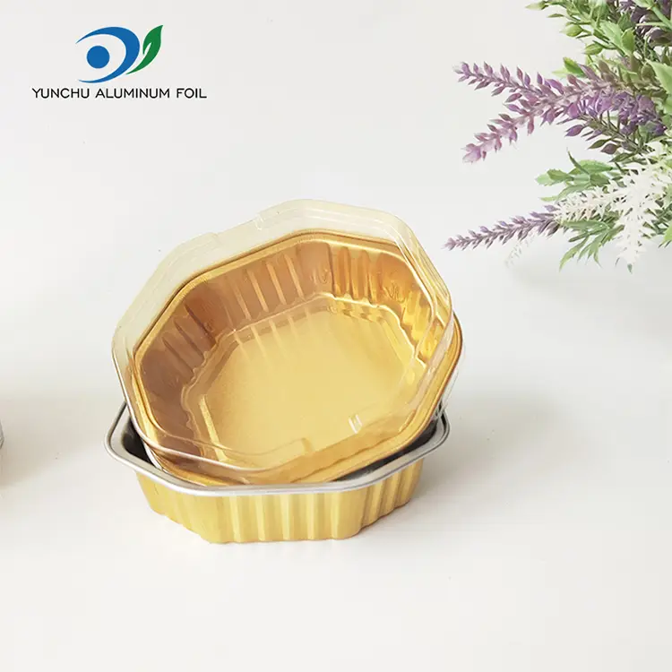 Kuusikulmainen takeaway Lämmö suljettu sileäseinämä alumiinifolioastiat