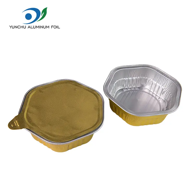 Kuusikulmainen takeaway Lämmö suljettu sileäseinämä alumiinifolioastiat