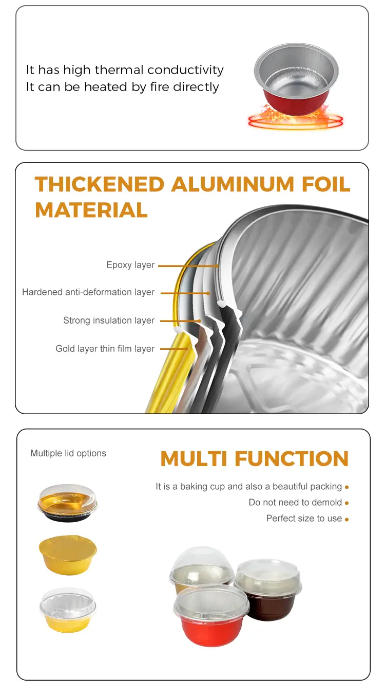 Round baking Smoothwall Aluminum Foil Containers