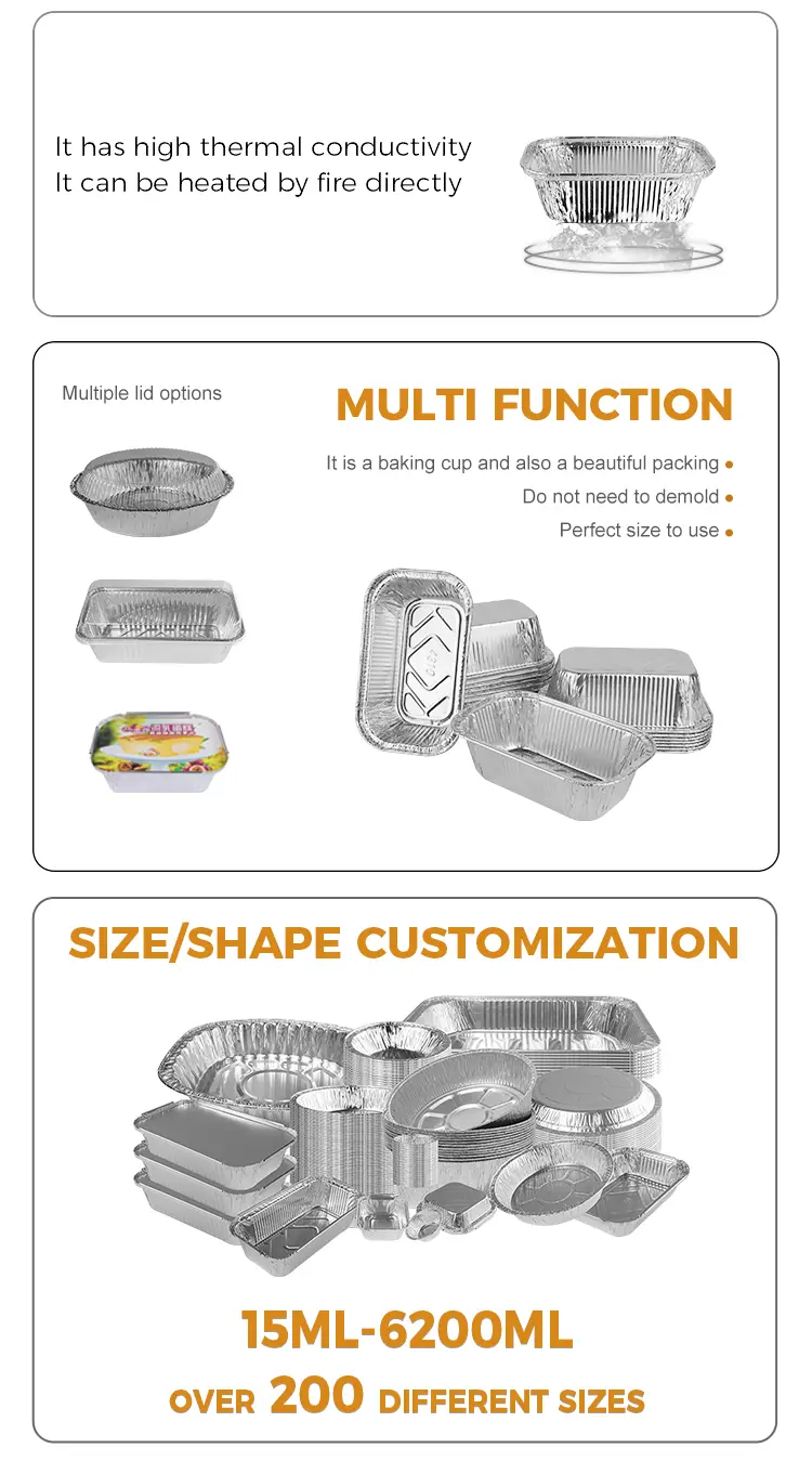 Square cake baking Silver Aluminum Foil Containerss