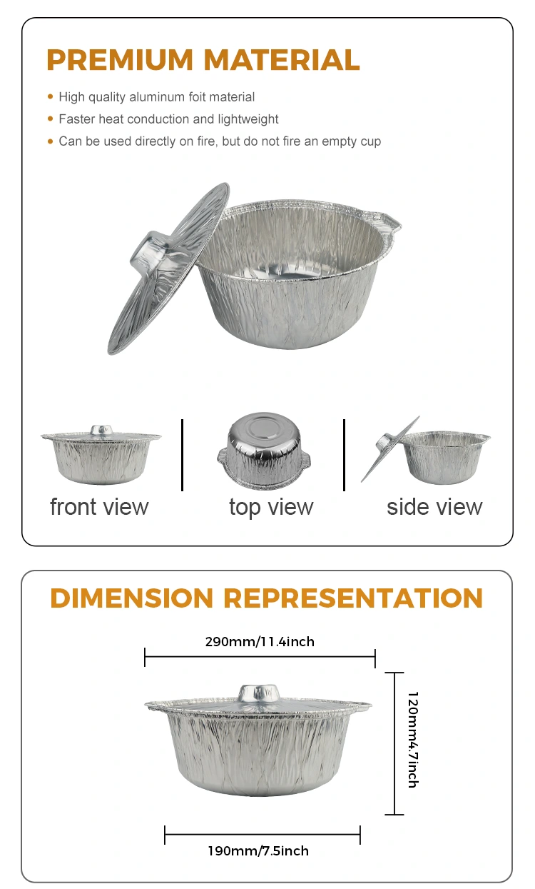 Disposable hot pot pots and pans Silver Aluminum Foil Containers