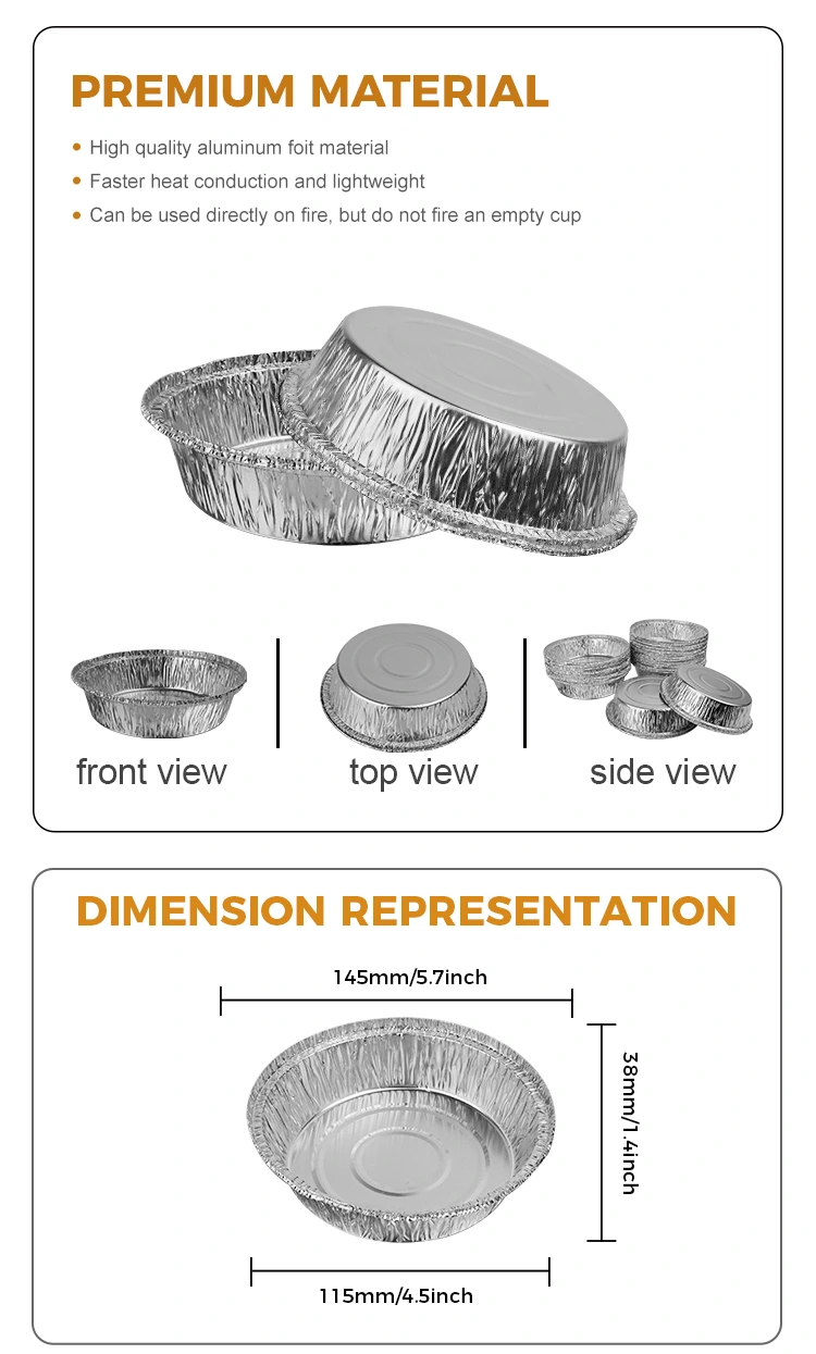 Round air fryer baking tray Silver Aluminum Foil Containers