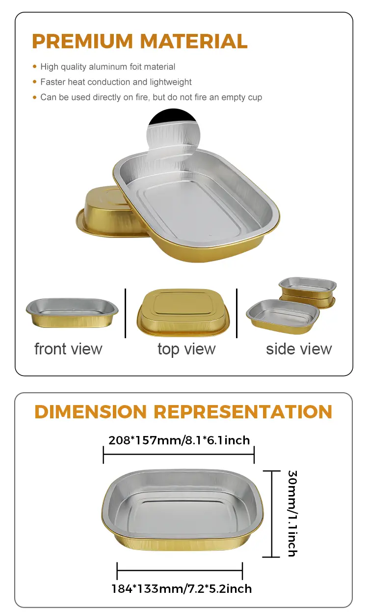 Disposable golden baking sheet square Aluminum Foil Containers