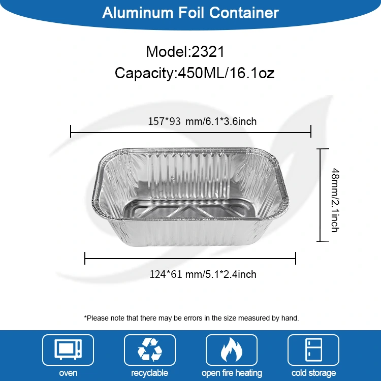 Suorakaiteen muotoinen ilmakeittiögrilli hopea alumiinifolioastiat