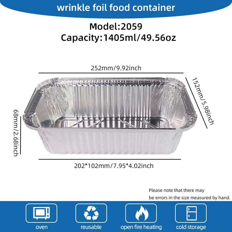 Suorakulmainen ilmakeittiöpakkaus hopea -alumiinifolioastiat