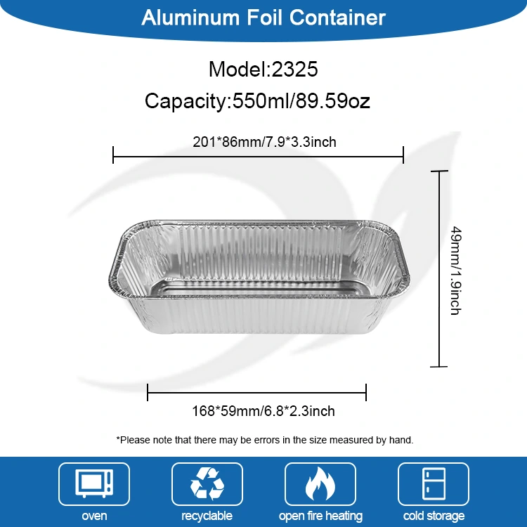 Suorakaiteen muotoinen ilmakeittimen takeaway hopea alumiinifolioastiat