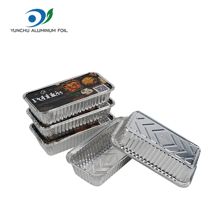 Suorakaiteen muotoinen grilli sakeutettu hopea -alumiinifolioastia