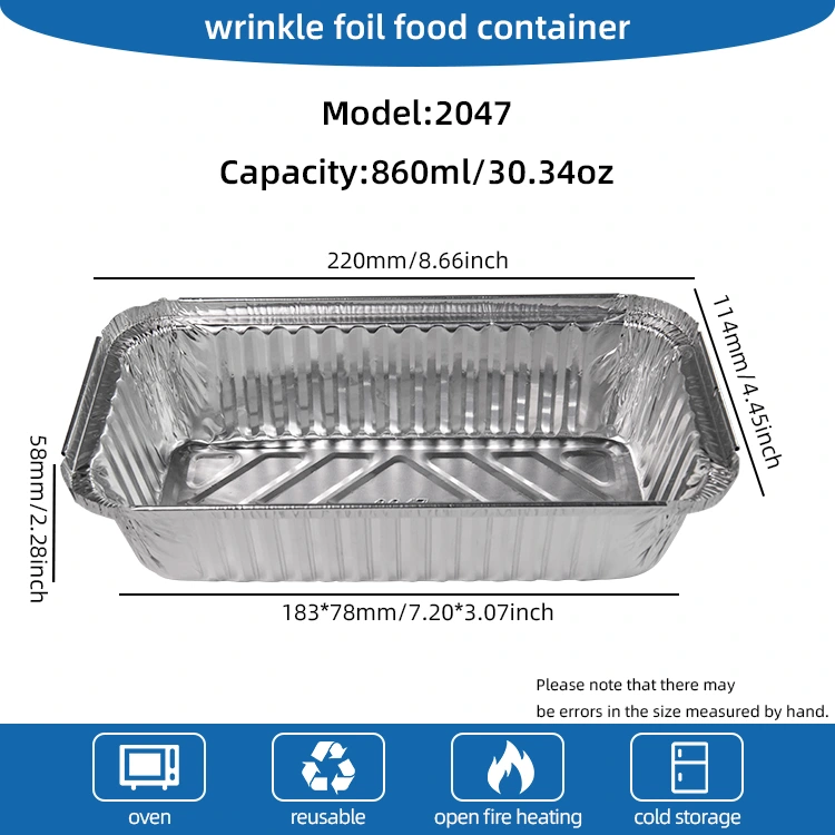 Suorakaiteen muotoinen grilli sakeutettu hopea -alumiinifolioastia