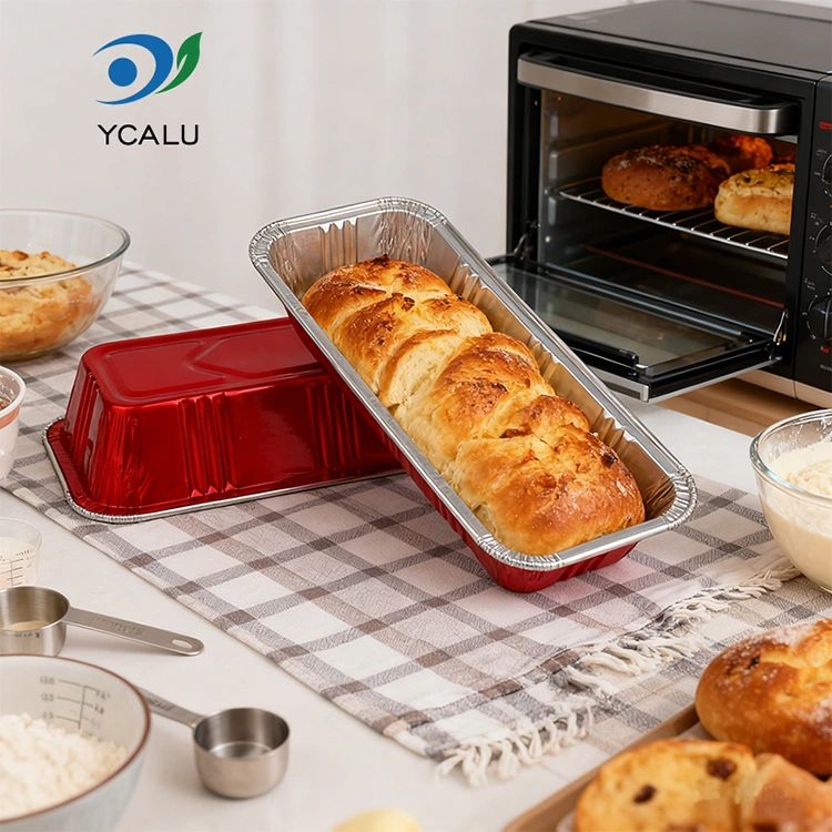 Suorakaiteen muotoinen punainen leipomo catering hopea alumiinifolio astiat