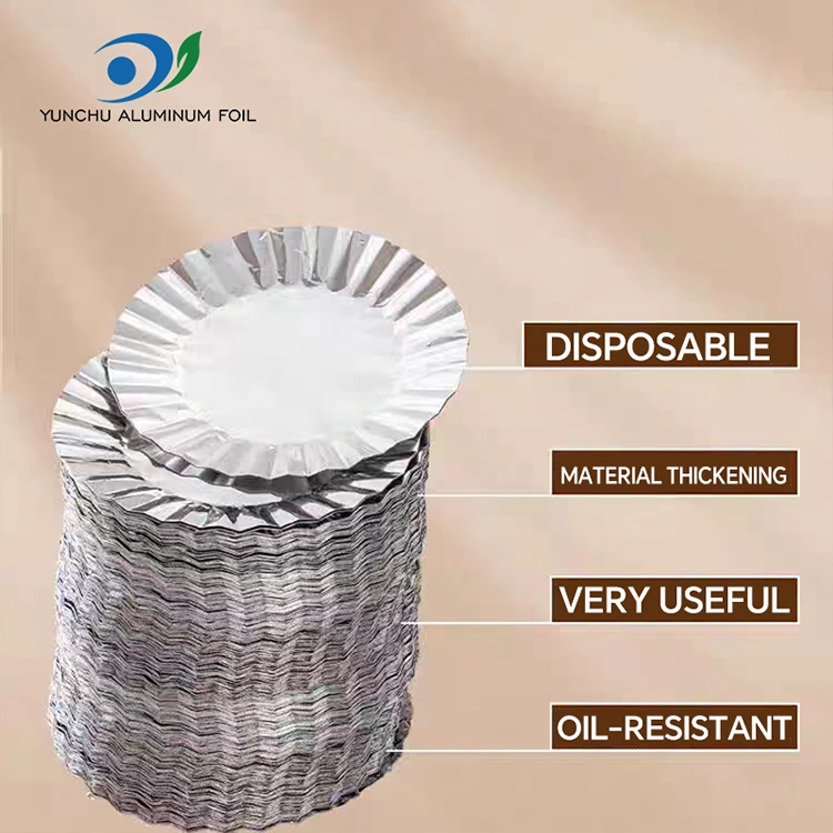 Pyöreä leivontakakku tina hopea -alumiinifolioruokaastialla