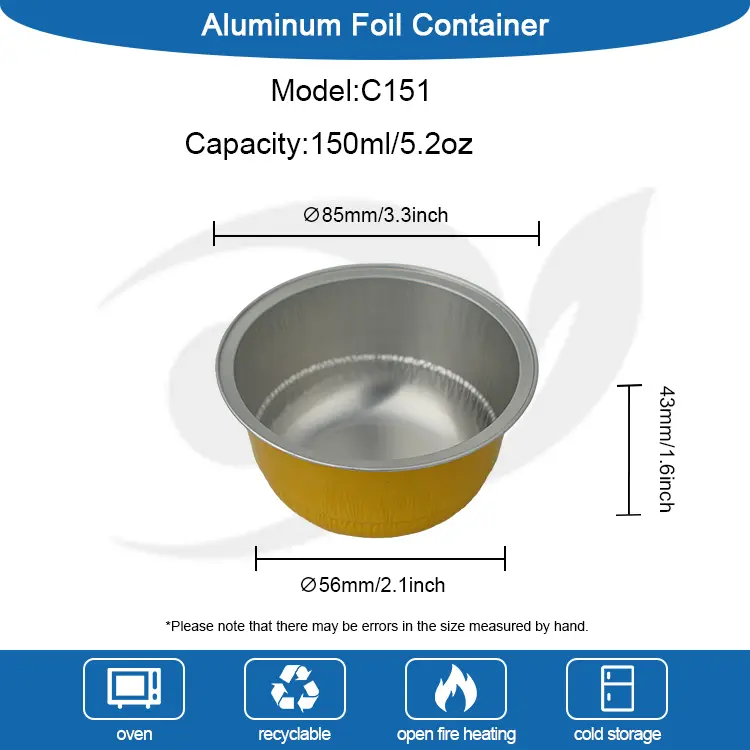 Kultainen alumiinifolio jälkiruokakuppi – 150 ml Dome Shape