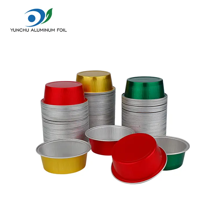 Pyöreät jälkiruokapakkauskupit Smoothwall -alumiinifolioastiat Pyöreät jälkiruokapakkauskupit Smoothwall -alumiinifolioastiat