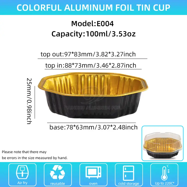 Erityisen muotoinen kakkukuppi Smoothin alumiinifolioastiat
