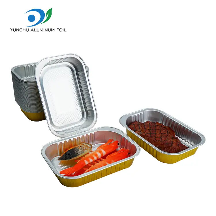 Neliömäinen ruokasali kultainen alumiinifolioastia Neliömäinen ruokasali kultainen alumiinifolioastia