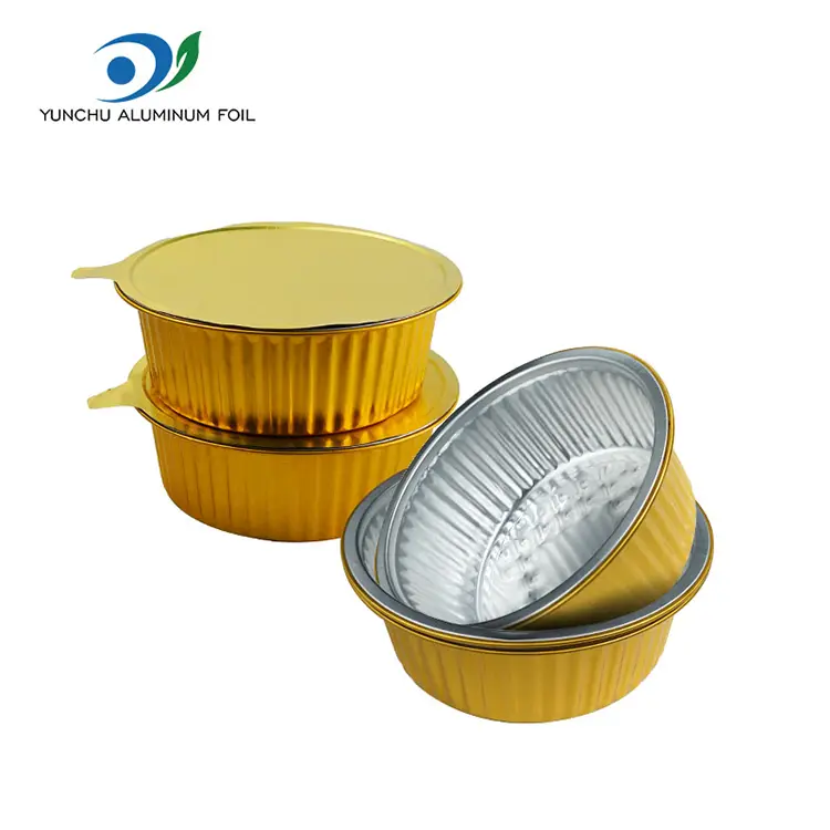 Takeaway pieni kuuma potti kultainen pyöreä alumiinifolioastia Takeaway pieni kuuma potti kultainen pyöreä alumiinifolioastia